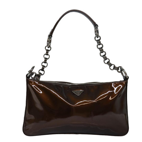PRADA Shoulder Bag Patent leather Brown Auth 78409 - Picture 13 of 16